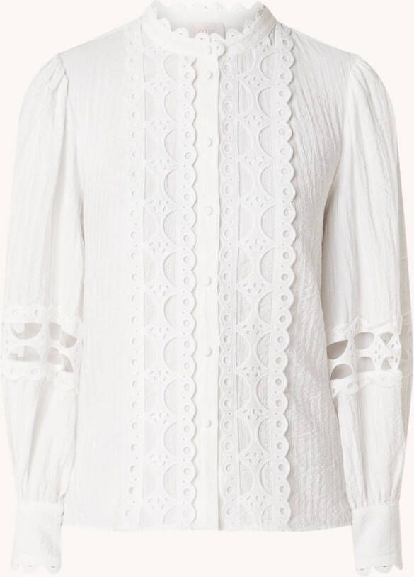 Aaiko Lenora blouse met broderie en pofmouw