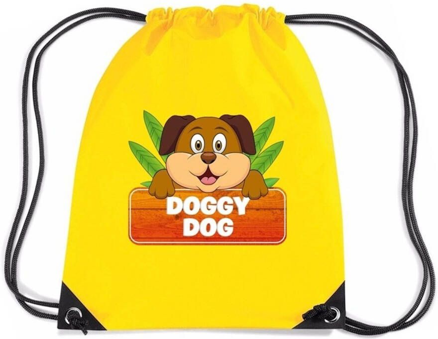 Bellatio Decorations Doggy Dog De Hond Rugtas/Gymtas Geel Voor Kinderen Gymtasje Zwemtasje