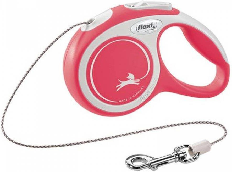 Flexi Rollijn New Comfort Koord Xs 3 m Hondenriem Rood&Lichtgrijs