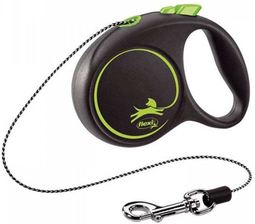 Flexi Black Design Koord S 5 m Hondenriem Groen&Zwart
