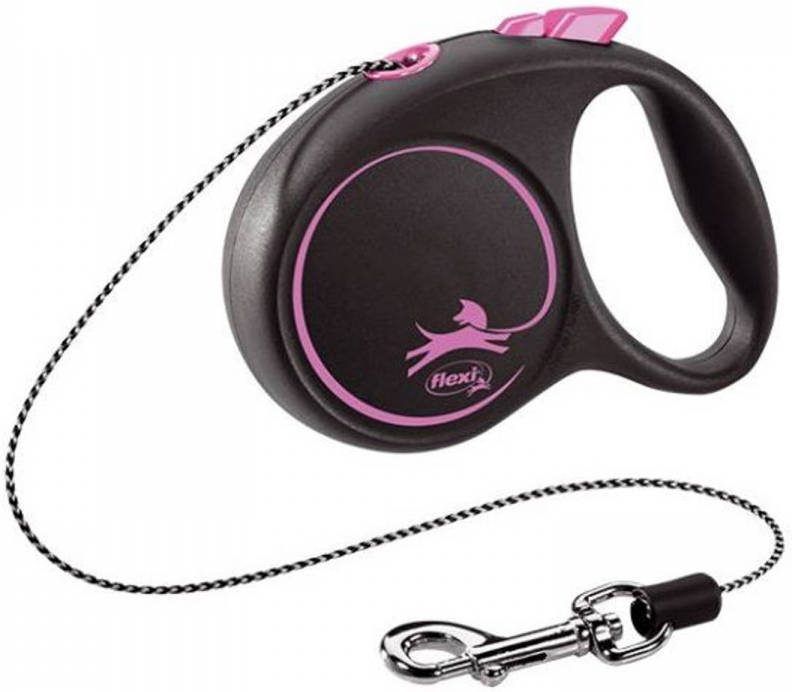 Flexi Black Design Koord S 5 m Hondenriem Roze&Zwart