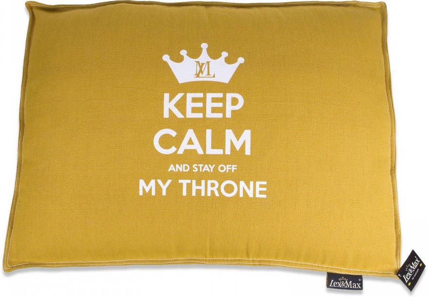 Lex&Max Keep Calm Hondenkussen Boxbed 90x65x9cm Honinggeel