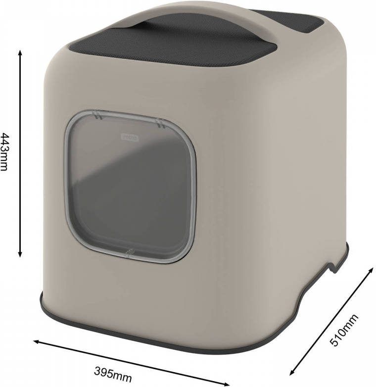 Rotho Mypet Biala Kattenbak Met Kap En Schepje/Gemaakt Van Gerecycled Plastic Cappucino