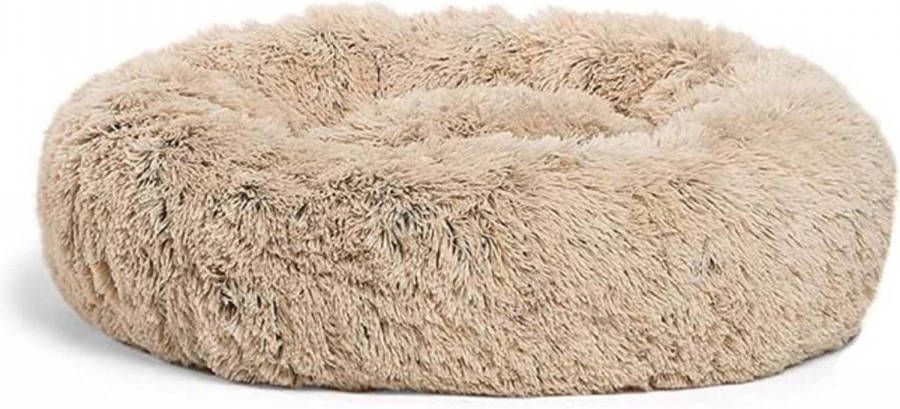 Snoozle Donut Hondenmand Zacht En Luxe Hondenkussen Wasbaar Fluffy Hondenmanden 60cm Creme Bruin