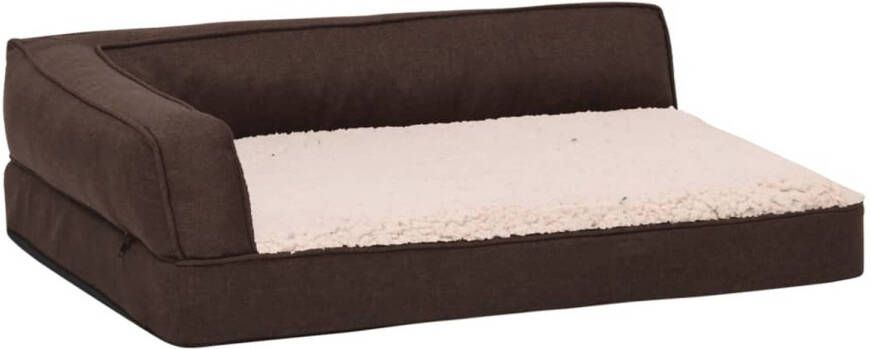 vidaXL Hondenbed ergonomisch linnen look 60x42 cm fleece bruin