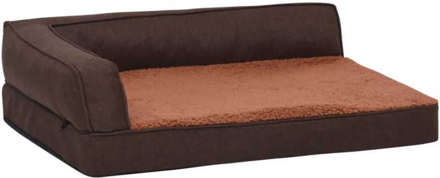 vidaXL Hondenbed ergonomisch linnen look 60x42 cm fleece bruin