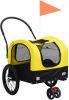 VidaXL Huisdierenfietskar 2 in 1 Aanhanger Loopwagen Geel En Zwart online kopen
