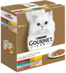 Gourmet Gold 8-Pack Luxe Mix kattenvoer 6 dozen (48 blikken)