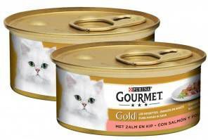 Gourmet Gold Fijne Hapjes kattenvoer in saus met kalkoen en eend 2 trays(48 x 85 gr )