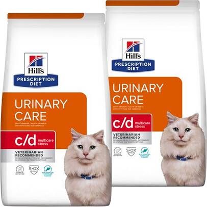 Hill&apos, s Prescription Diet C/D Multicare Stress Urinary Care kattenvoer met zeevis 2 x 3 kg