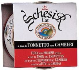 Schesir tonijn met garnalen nat kattenvoer 2 trays(28 x 85 gr )