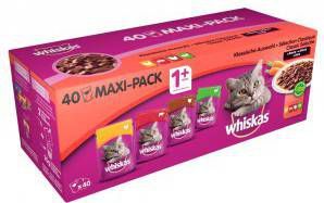 Whiskas 1+ Classic Selectie multipack met vlees en groenten(40 x 100 g)2 x(40 x 100g )
