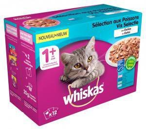 Whiskas 1+ Vis Selectie in gelei multipack 12 x 100g Per 2 verpakkingen(12 x 100g )