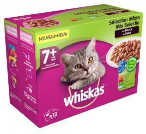 Whiskas 7+ Mix Selectie in saus multipack 12 x 100g Per 3 verpakkingen(12 x 100g )