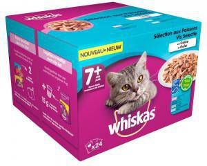 Whiskas 7+ Vis Selectie in gelei multipack 24 x 100g Per 2 verpakkingen(24 x 100g )