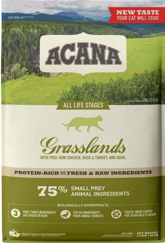 Acana Cat Grasslands Lam&Eend&Witvis Kattenvoer 4.5 kg