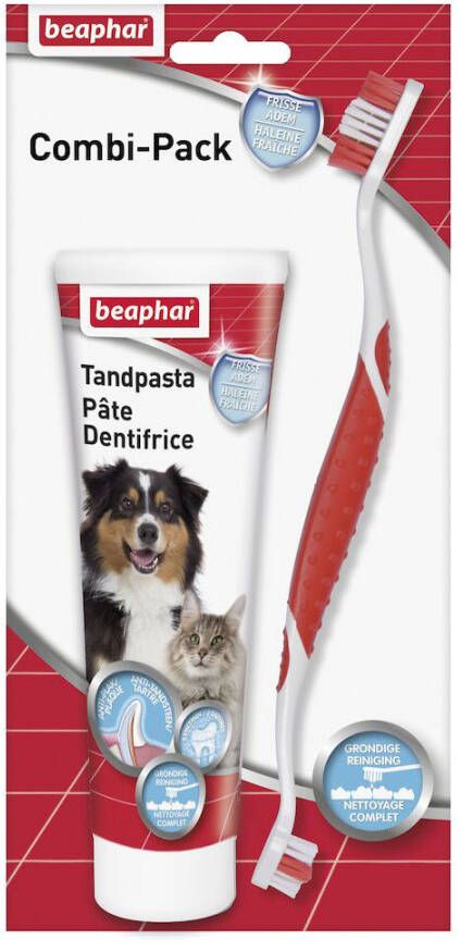Beaphar Combipack tandpasta & tandenborstel voor hond en kat Per stuk