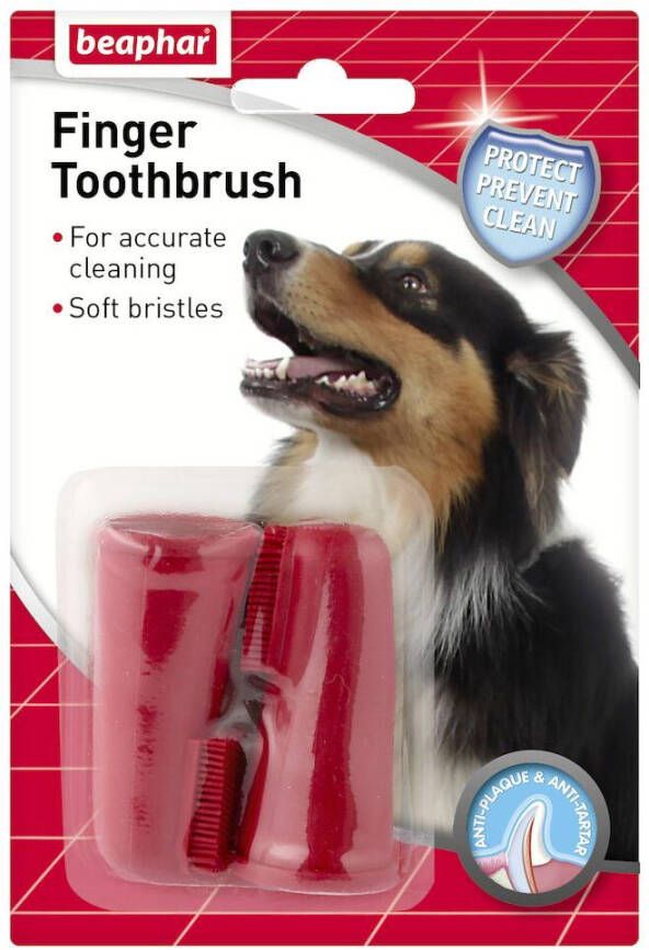 Beaphar Vingertandenborstel Gebitsverzorging 10x15x2.1 cm 2 stuks