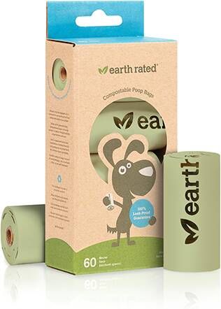 WOHI Earth Rated Poepzakken 4 X 16 Cm Plantaardig Groen 60 Stuks
