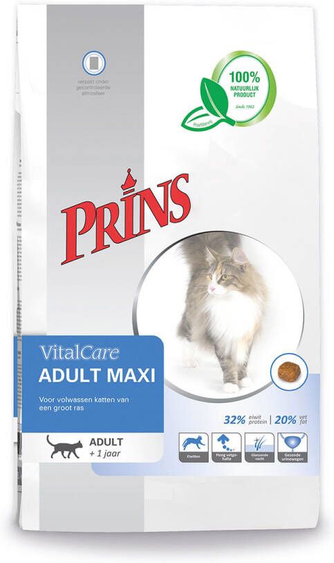 Prins VitalCare Adult Maxi kattenvoer 10 kg + gratis Prins NatureCare blik kattenvoer