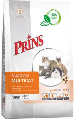 Prins Vitalcare Multicat kattenvoer 10 kg + gratis Prins NatureCare blik kattenvoer