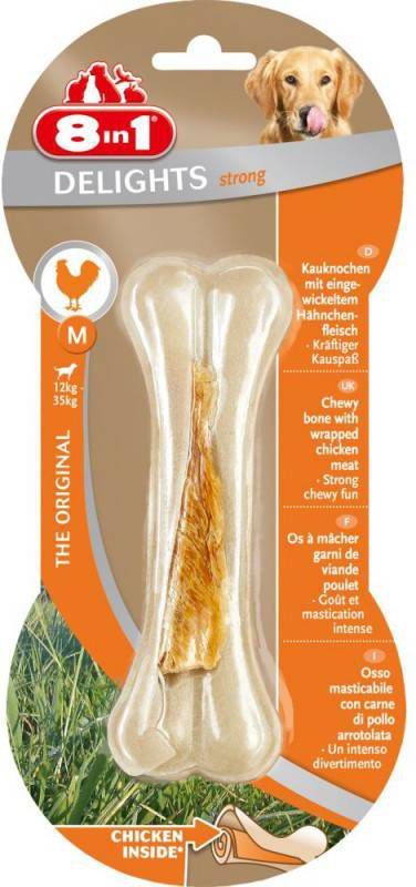 8in1 Delights Bones Strong Kip Hondensnacks Medium