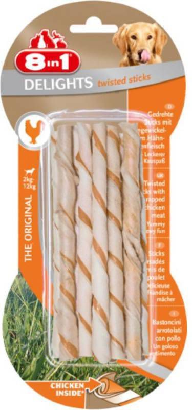 8in1 Delights Twisted Sticks Hondensnacks Kip 10x5.5 g 10 stuks Xsmall