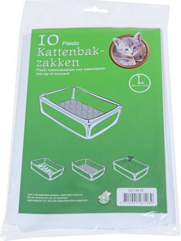 Shoppartners 10 X Stuks Plastic Kattenbak Afvalzakken Wit 50 X 20 X 37 Cm Kattenbakzakken Voorkomt Vieze Geuren