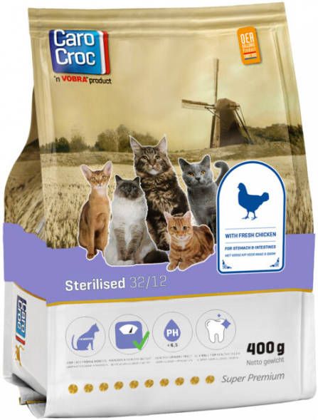 CaroCroc 32/12 Sterilised met kip kattenvoer 2 x 400 gr
