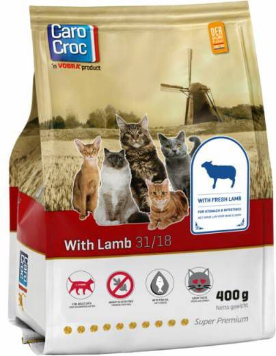 CaroCroc 6x Kat 31/18 Lam Kattenvoer 400 gr