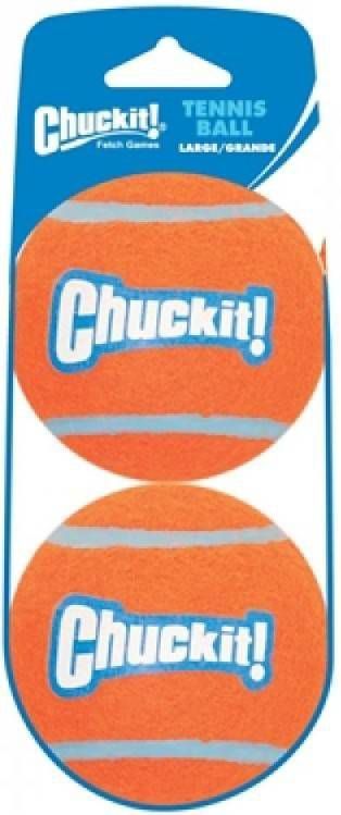 Chuckit Tennis Ball L 7 Cm 2 Pack Hondenspeelgoed Oranje Blauw Wit