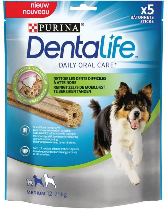 Purina DentaLife Daily Oral Care Medium hondensnack(5 kauwsticks)3 x 5 sticks