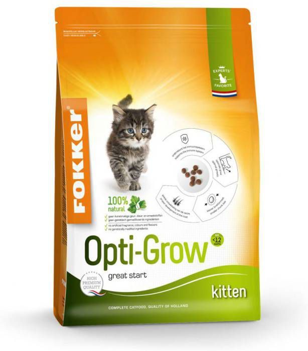 Fokker 3x Opti Grow Kitten Kattenvoer Gevogelte 2, 5 kg