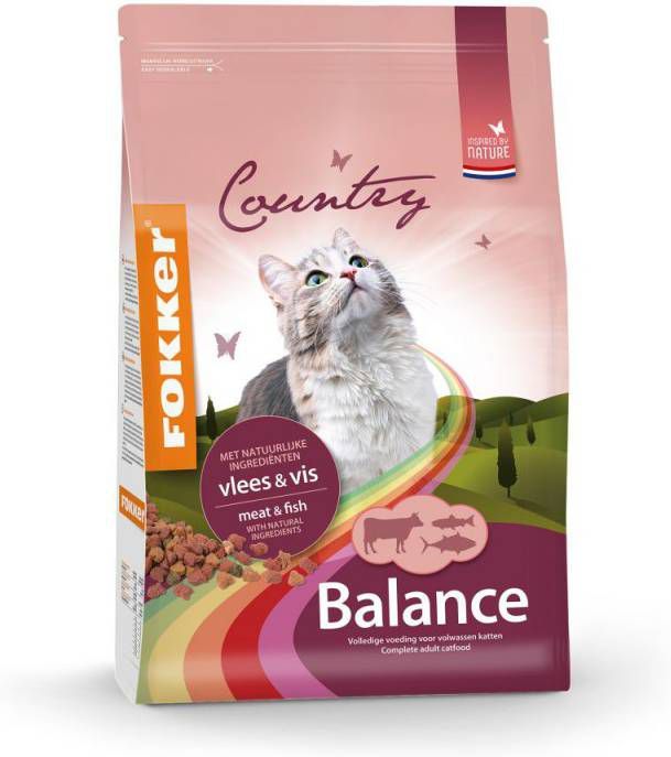 Fokker Country Balance Meat & Fish kattenvoer 2, 5 kg + 2, 5 kg gratis