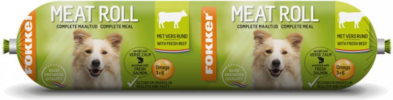Fokker Meat Roll met vers rund en zalm hondenvoer Per stuk