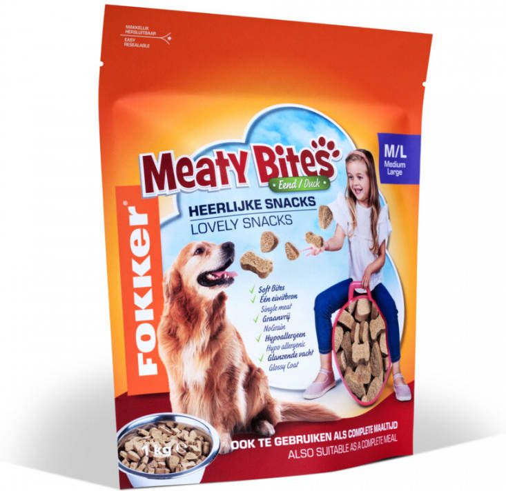 Fokker Dog Meaty Bites Medium/Large Hondensnacks 1000 g