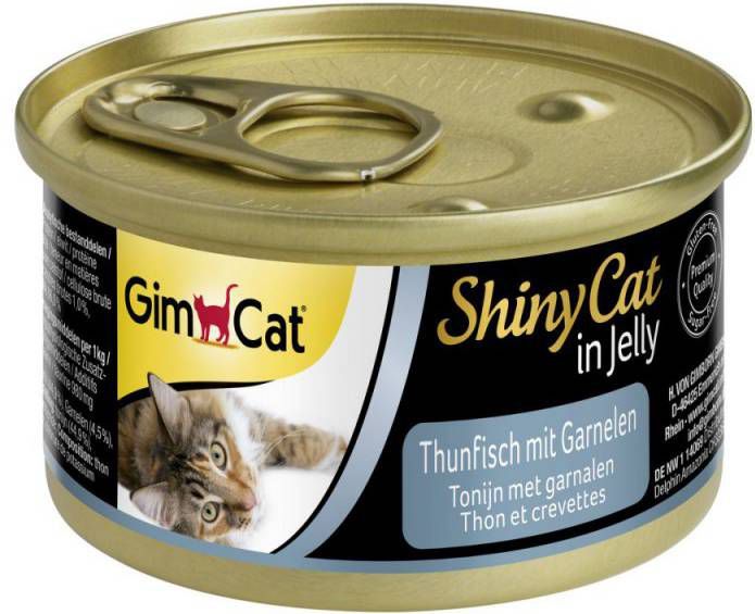 GimCat ShinyCat in Jelly Tonijn met Garnalen 24 x 70 gram