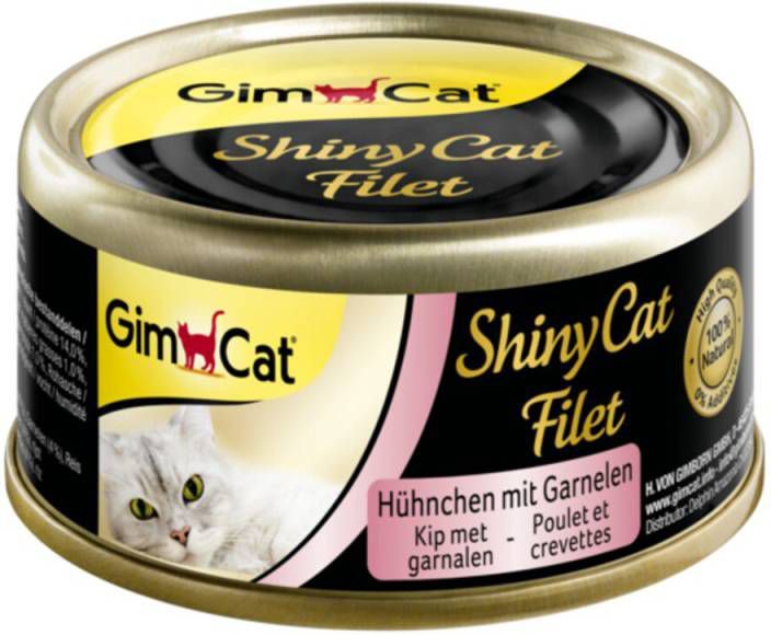 GimCat ShinyCat in Jelly Kip met Garnalen 24 x 70 gram