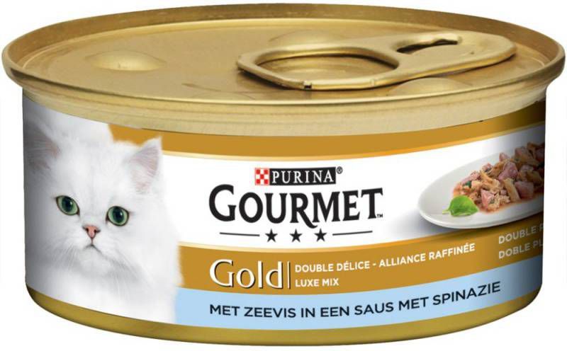 Gourmet met zeevis in een saus met spinazie kattenvoer Per stuk
