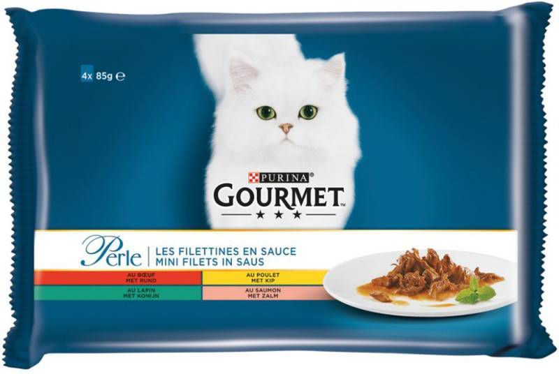 Gourmet Perle Maaltijdzakjes Multipack Kattenvoer Vleesmix Vlees 4x85 g