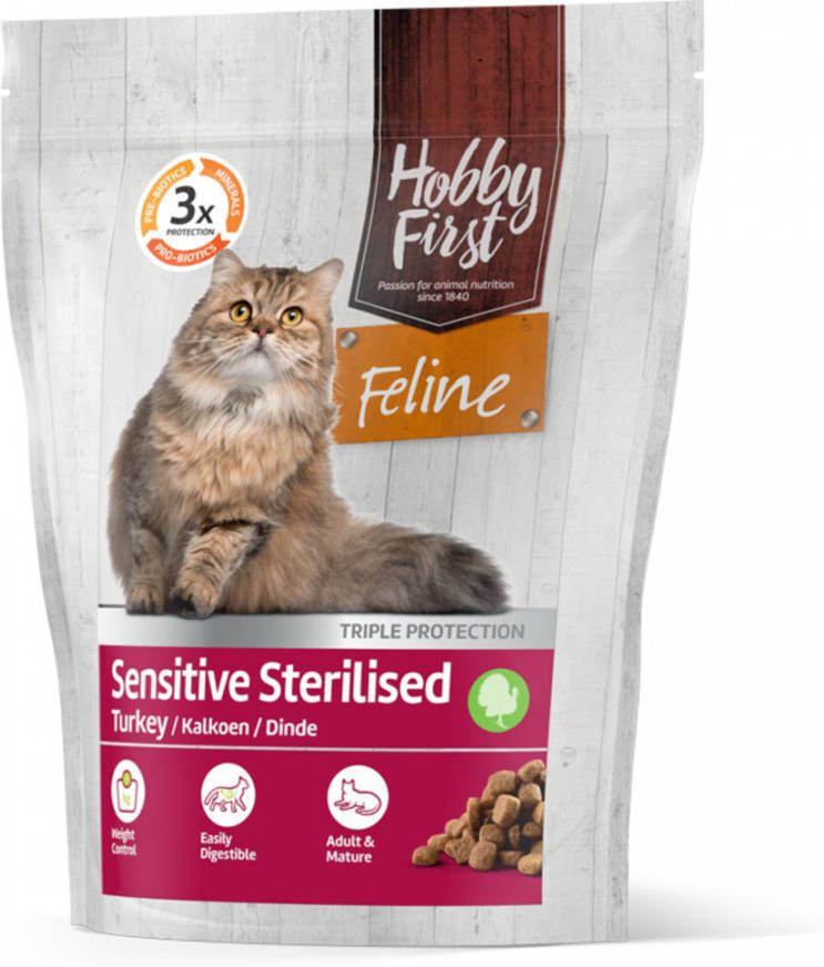 HobbyFirst Feline Sensitive Sterilised Kalkoen Kattenvoer 800 g