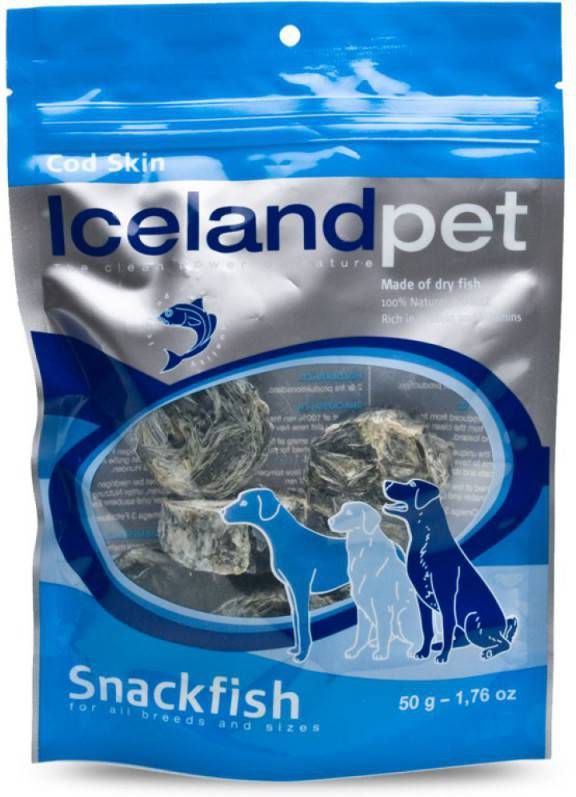 Icelandpet Snackfish Hondensnack Kabeljauwhuid 50 gr