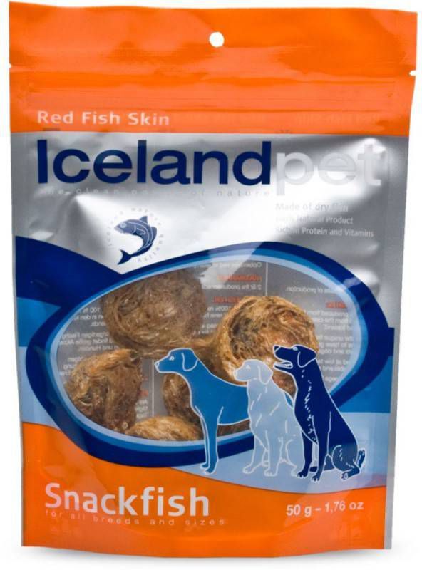 Icelandpet Snackfish Hondensnack Roodbaarshuid 50 gr