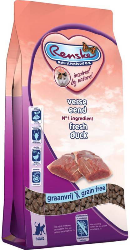 Renske Kat Super Premium Adult Maxi Verse Oceaanvis & Zalm 6 kg + Gratis 3x 100 gram Renske beloning hartjes Eend
