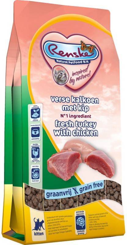 Renske Kat Super Premium Adult Verse Zalm 6 kg + Gratis 3x 100 gram Renske beloning hartjes Eend