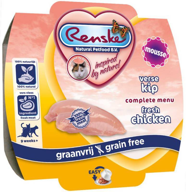 Renske Kat Vers Vlees Maaltijd 100 g Kattenvoer Kip Mousse