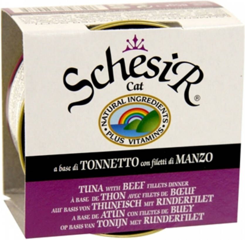 Schesir Kat Blik Gelei Vis 85 g Kattenvoer Tonijn&Rundfilet
