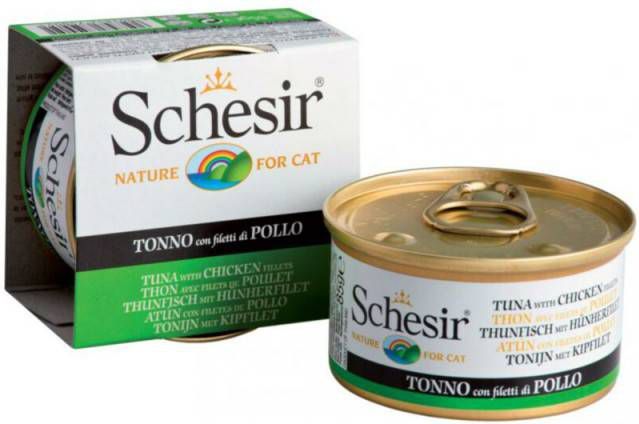 Schesir Kat Blik Gelei Vis 85 g Kattenvoer Tonijn&Kipfilet