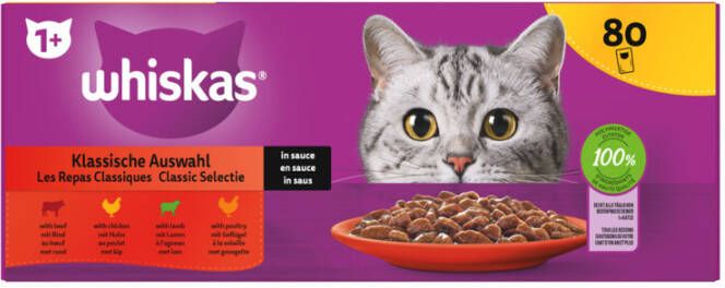 Whiskas Adult Multipack Classic Selectie in Saus 80 x 85 gr