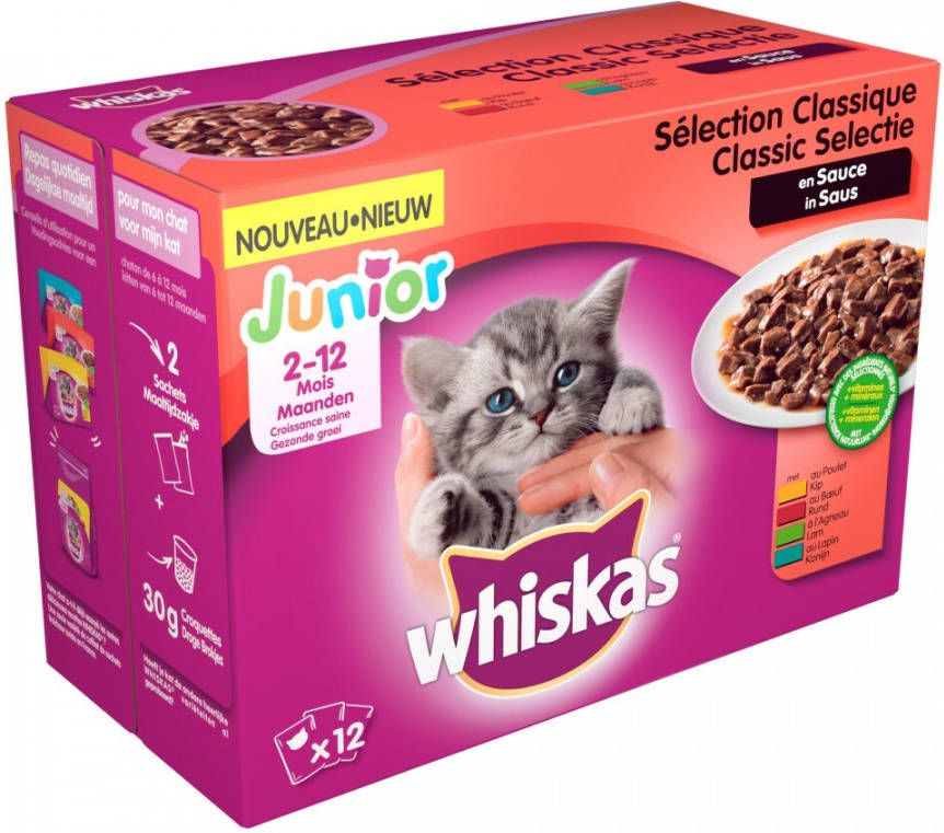 Whiskas Junior Classic in saus multipack zakjes(12 x 100g)12 x 100 gr